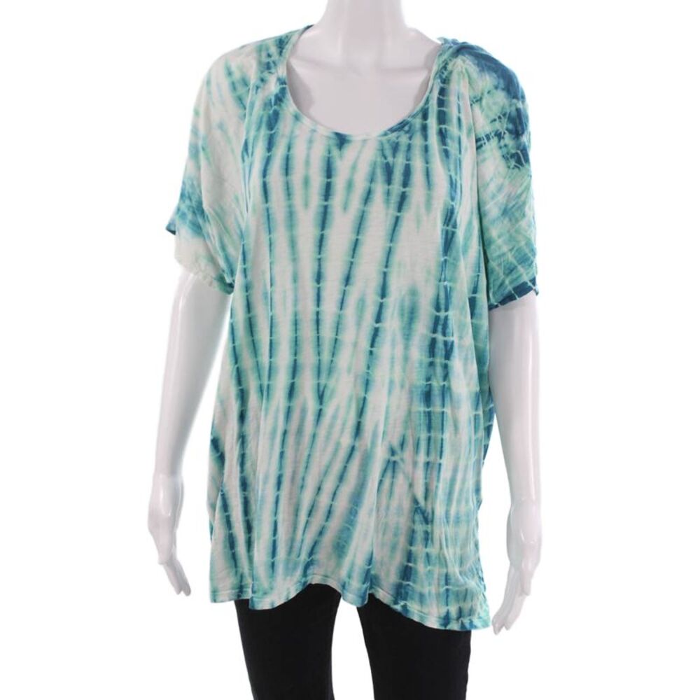 Mumu Mellow Womens Tunic T-Shirt Blue Cotton Round Neck Sleeveless Beach Size S